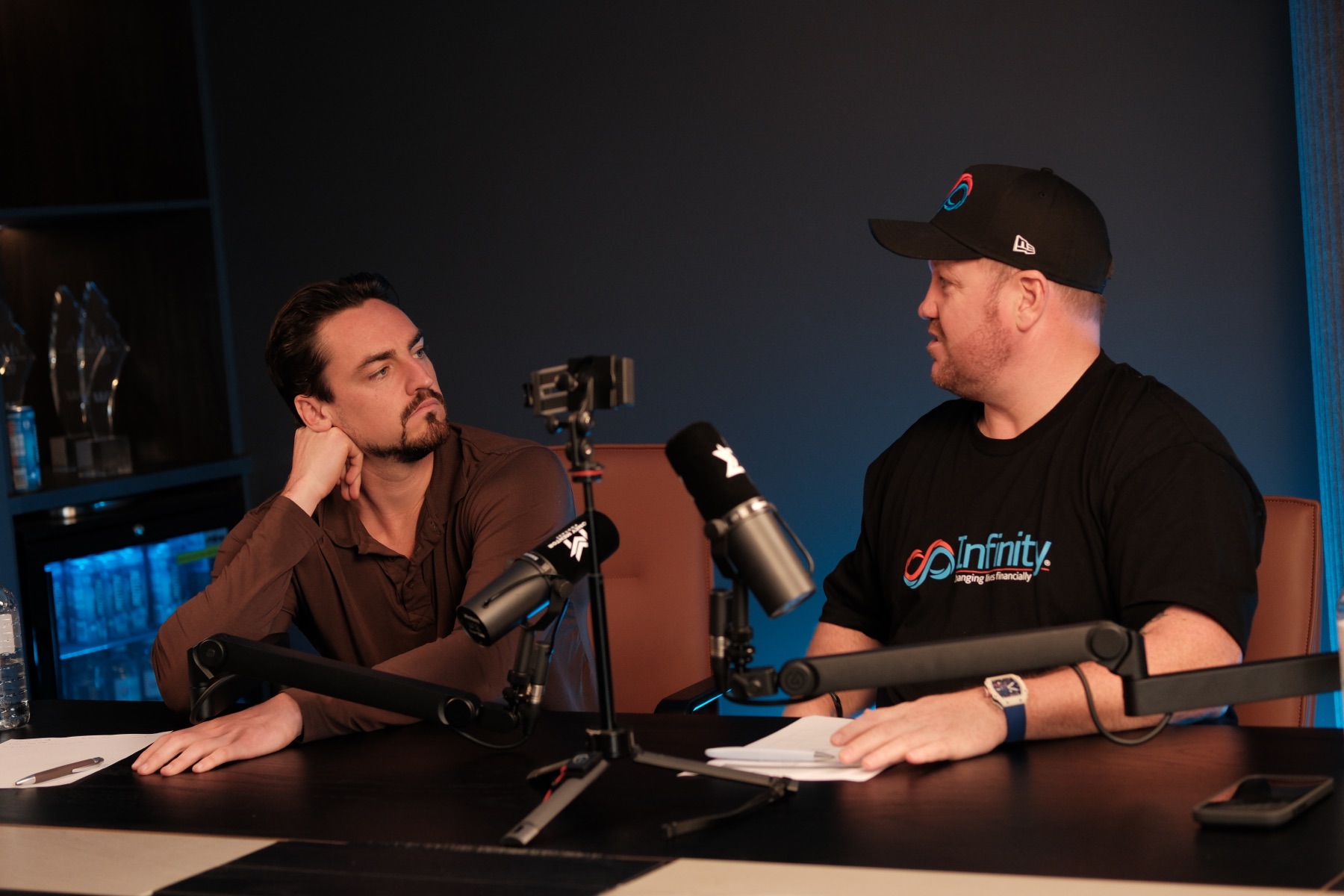Dan Beardall and Graeme Holm recording the Bothsides Podcast